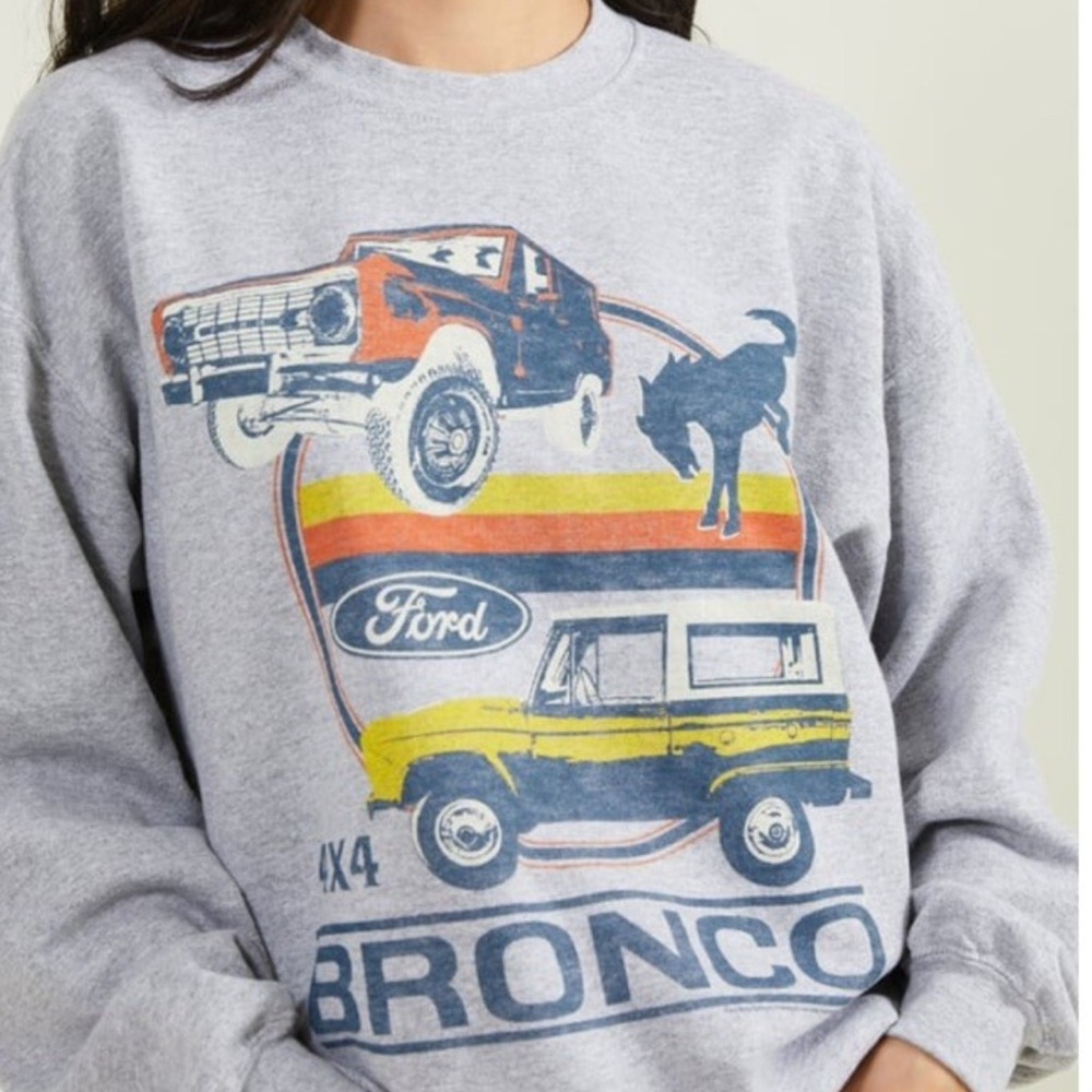 Junk Food Clothing Gray Ford Bronco Sweater